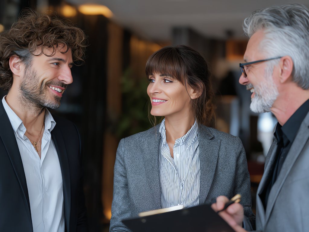 Three smiling professionals in the small business market in Australia with different goals and expectations